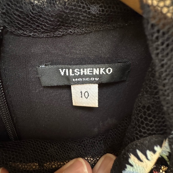 Vilshenko Black Floral Polka Dot Tulle Midi Dress - Picture 13 of 16